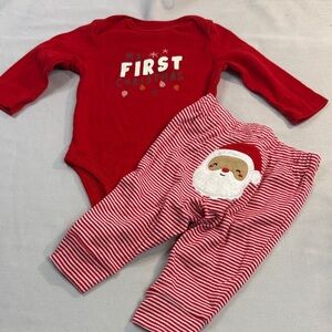 Carter's - Red 'My First Christmas' Baby Outfit/Pajama Set